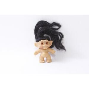 Vintage 1960's DAM Troll Doll 5 inch with Black Hair Glass Eyes 260206-WH 937